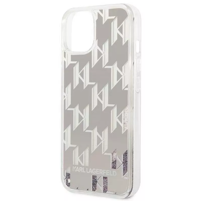 Karl Lagerfeld KLHCP14MLMNMS iPhone 14 Plus 6.7 etui twarde srebrne / srebrne Liquid Glitter Monogram