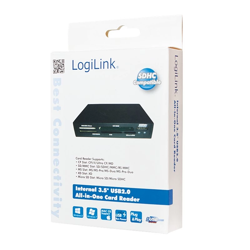 LogiLink CR0012 Czytnik kart USB 2.0 wewnętrzny Czarny