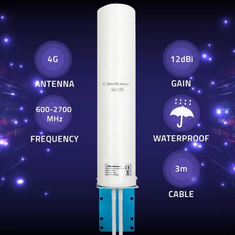 Dookólna antena dualna 4G LTE QOLTEC 57045 12 dBi
