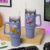 Paladone Minecraft fioletowy kubek termiczny ze słomką, 900 ml