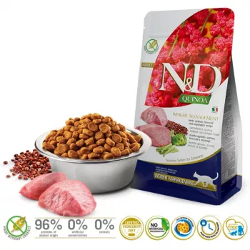 FARMINA N&D Quinoa Waga Management Lamb&Broccoli - sucha karma dla kota - 5 kg