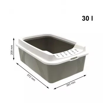 Kuweta dla kota rotho Bonnie Eco Cappuccino 30 L kryta tacka z tworzywa z pokrywą, 572×393×209 mm