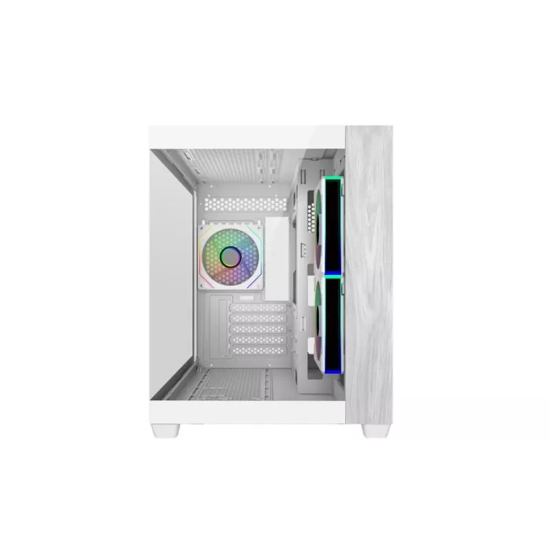 Cooler Master E481-WHNN-S00 Elite 481 WOOD Biały, mATX, Panel przedni, 70° Full-View Tempered Glass