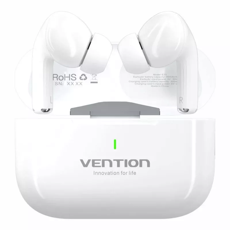 Zestaw słuchawkowy Vention Echo Lite E11 True Wireless Stereo (TWS), Bluetooth, otwarte ucho, zasięg 10 m, USB-C, biały