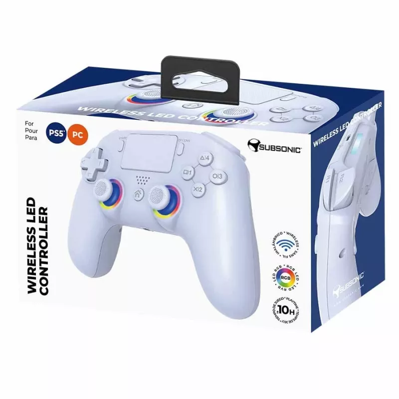 Gamepad Subsonic PS5 Wireless LED Controller biały D-pad Home Options Share