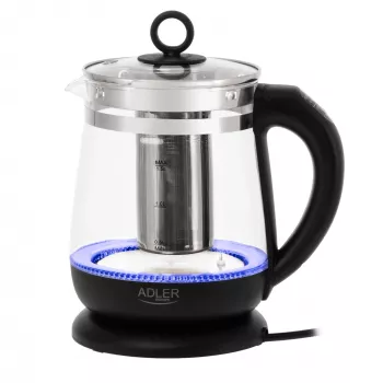 Czajnik Adler AD 1299 | Elektryczny | 2200 W | 1,5 L | Szkło | Obrotowa podstawa 360° | Czarny