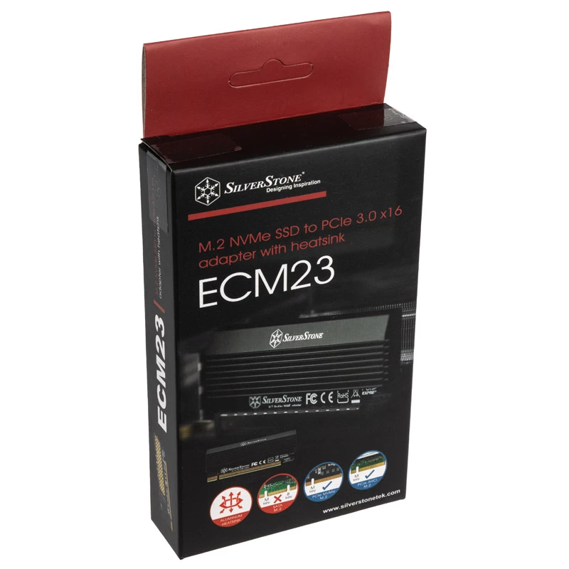 Adapter M.2 PCIe x4 z chłodzeniem SILVERSTONE SST-ECM23 — M.2 NVMe na PCIe x4 (z aktywnym chłodzeniem)