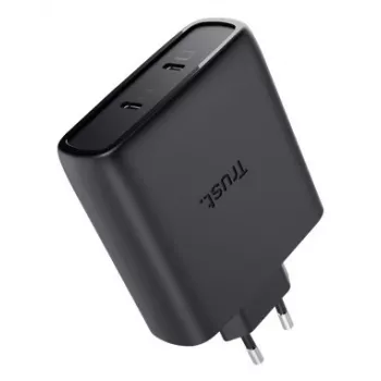 TRUST Maxo 100W 2-Port USB-C GaN Charger — 100 W, 2× USB-C, 20 V max, kabel 2 m, czarny