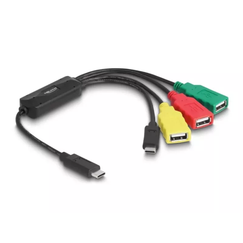 DeLOCK 4-portowy koncentrator kablowy USB 2.0 USB Type-C na 3 x USB-A żeński + 1 x USB-C męski