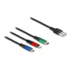 Kabel ładujący DeLOCK 3 w 1 Typ-A na Lightning, Micro USB, USB Typ-C, 30 cm