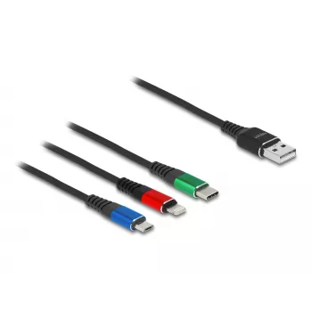 Kabel ładujący DeLOCK 3 w 1 Typ-A na Lightning, Micro USB, USB Typ-C, 30 cm