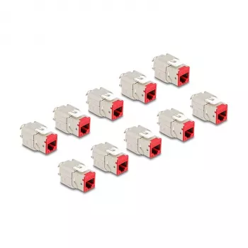Moduł keystone DeLOCK 88115 Płaski Czerwony RJ-45 10 szt.