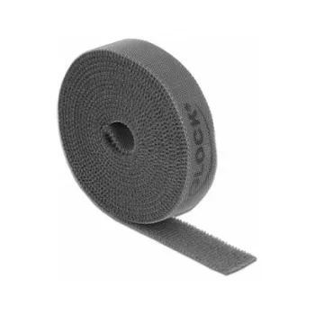 Taśma montażowa DeLOCK Taśma Velcro na rolce dł. 2 m x szer. 15 mm szara