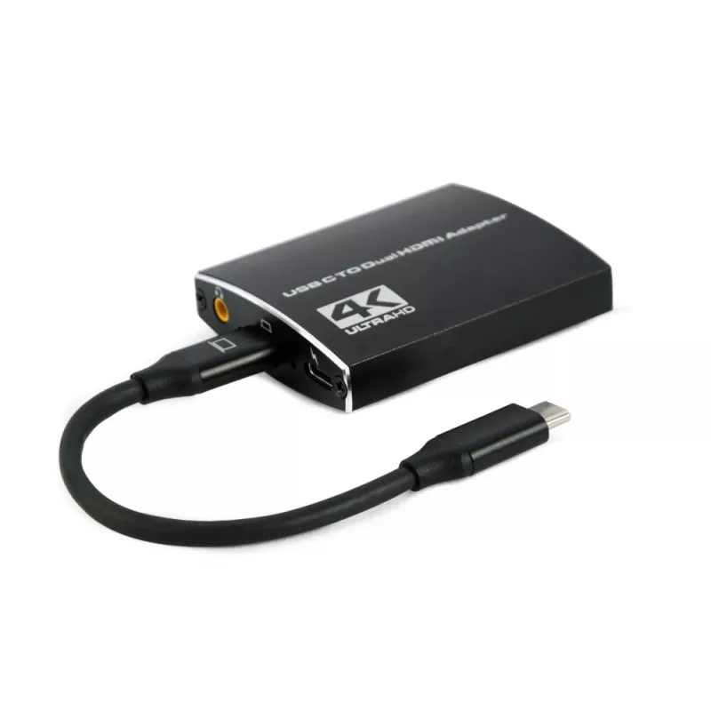 Gembird A-CM-HDMIF2-01 Adapter USB-C na podwójne HDMI, 4K 60Hz, czarny