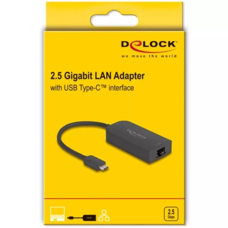 DeLOCK 66045 Adapter Kablowy USB 5 Gb/s Typ-A 2.5 Gigabit LAN RJ45 Czarny