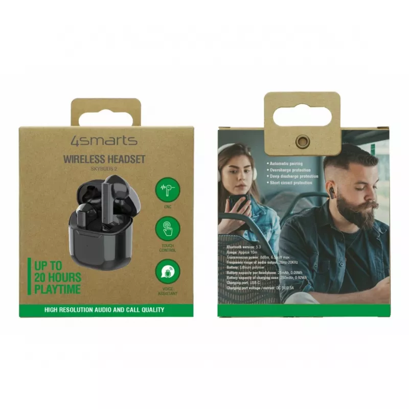 4smarts True Wireless Bluetooth SkyBuds 2 ENC czarne - Słuchawki - 20 KHz