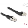 Kabel sieciowy DeLOCK RJ45 Cat.8.1 S/FTP 45° lewy kątowy 2m czarny