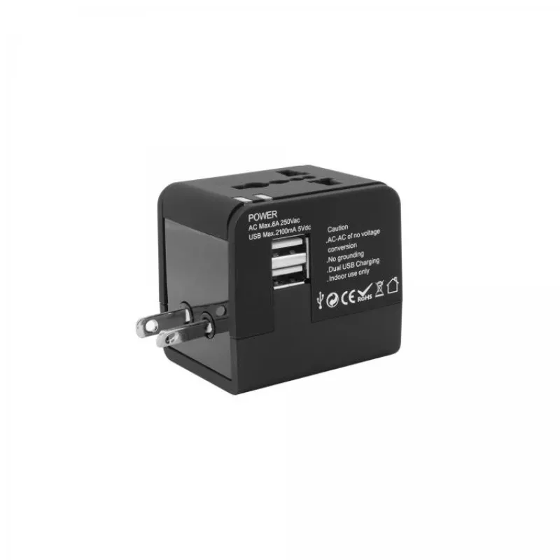 Adapter podróżny SBOX TA-23 z podwójną ładowarką USB i uniwersalną kompatybilnością wtyczek