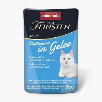 Animonda Vom Feinsten Adult Raffinesse mokra karma dla kotów w galarecie z kurczakiem i dorszem, 85 g