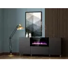 Komoda z kominkiem elektrycznym Cama Meble PAFOS 180x42x82 cm czarny mat, 3 drzwi, 2 półki, 1400–1600 W