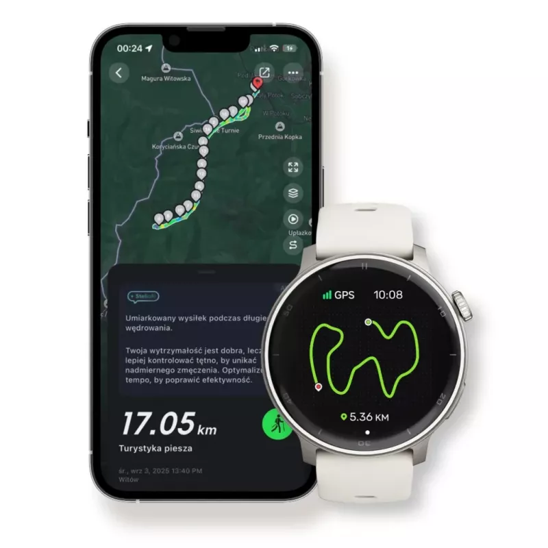 Smartwatch Stelio Activ GPS 46mm Srebrny STSWA101SR, GPS, koperta 46 mm