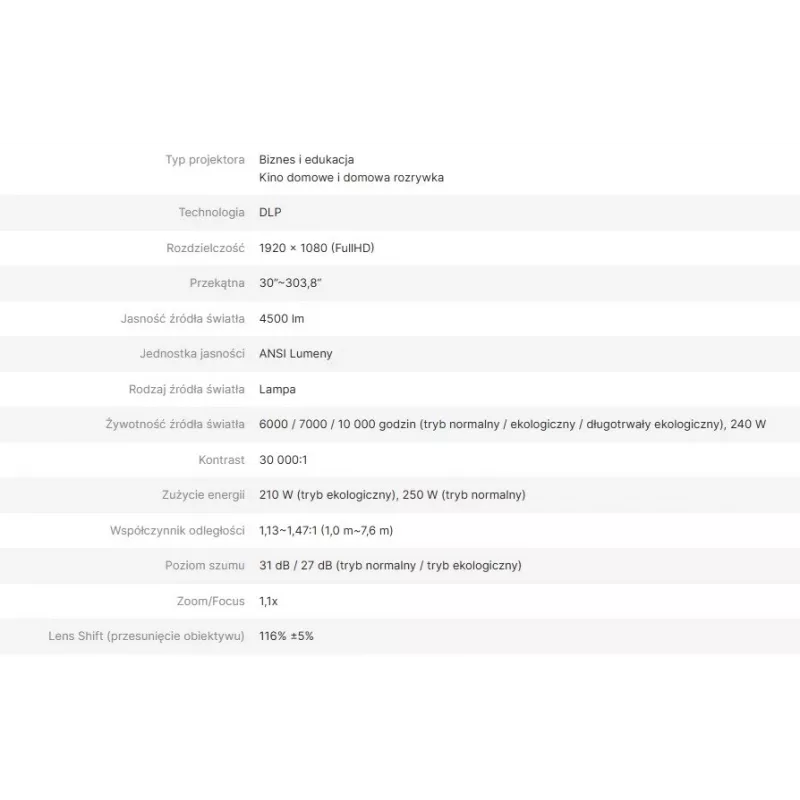 PROJEKTOR VIVITEK DH382 - DLP - 1080p - 4500 lumenów - WUXGA