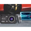 Dashcam TRACER 4TS Full HD dwukanałowa kamera samochodowa, 2 MP główna, 0,4 MP wewnętrzna, kąty 140°/60°, wyświetlacz IPS 4 cale, bateria 150 mAh, obudowa aluminiowa, asystent parkowania
