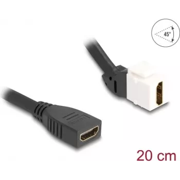 DeLOCK Keystone Moduł Kablowy HDMI gniazdo na gniazdo kątowe 45° 8K 60 Hz 20 cm czarny