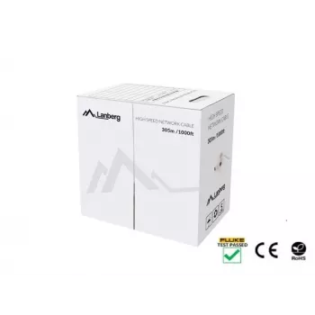 Kabel sieciowy LANBERG LCU5-12CU-0305-S U/UTP Cat5e 305 m, 24 AWG, szary, płaszcz PVC