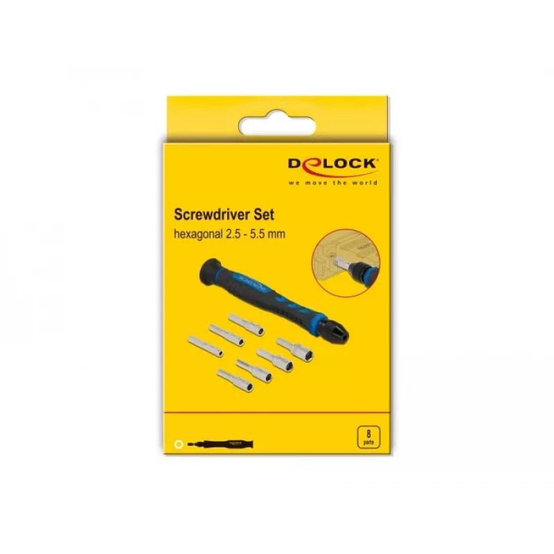 Zestaw wkrętaków DeLOCK 90551 8 części zewnętrzny sześciokątny wałek drążony 2.5 - 5.5 mm