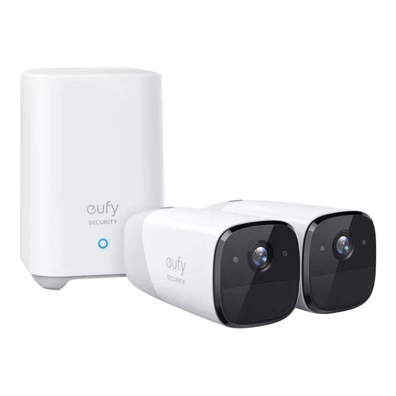 Eufy Security, eufyCam 2 Pro Bezprzewodowy System Kamer Bezpieczeństwa, Żywotność Baterii 365 Dni, Kompatybilność z HomeKit, Rozdzielczość 2K, Wodoszczelność IP67, Noktowizja, Zestaw 2 Kamer, Bez Opłat Miesięcznych
