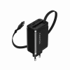 Ładowarka CANYON OnCharge 65RC z wbudowanym kablem USB-C, 65 W, 1x PD, 1x QC, wtyczka EU, czarna