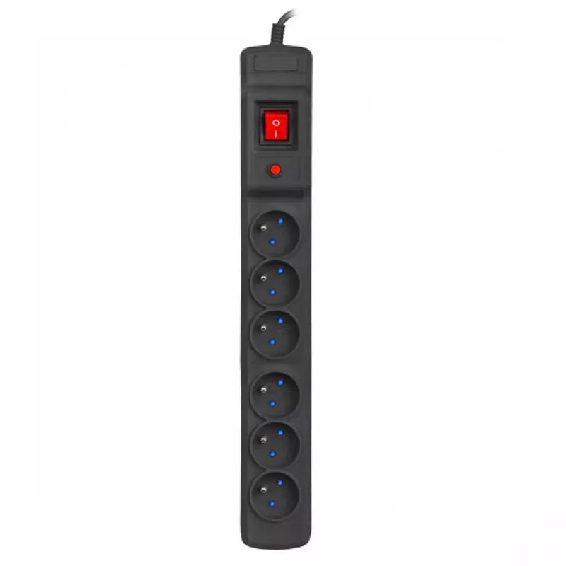 Listwa zasilająca ARMAC M6 — 6 gniazd, kabel 1,5 m, czarna