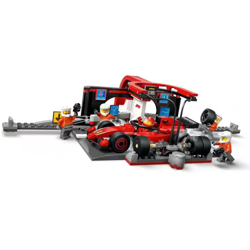 LEGO City F1 Pit Stop zestaw 60443 — Ferrari F1 samochód, 322 elementy, 5 minifigurek, wiek 6+
