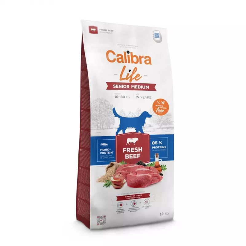 Sucha karma dla psa Calibra Life Senior Medium Fresh Beef 12 kg — dla średnich ras, psów seniorów, 26% białka, 12% tłuszczu