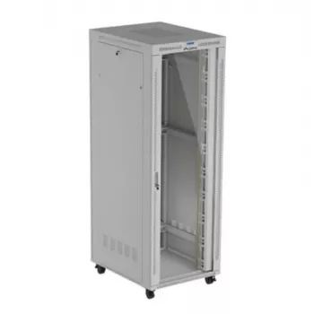 Szafa rack LANBERG FF01-8047-12SL 47U 800x1000 mm szara z przednimi i tylnymi drzwiami szklanymi oraz miejscem na panel LCD