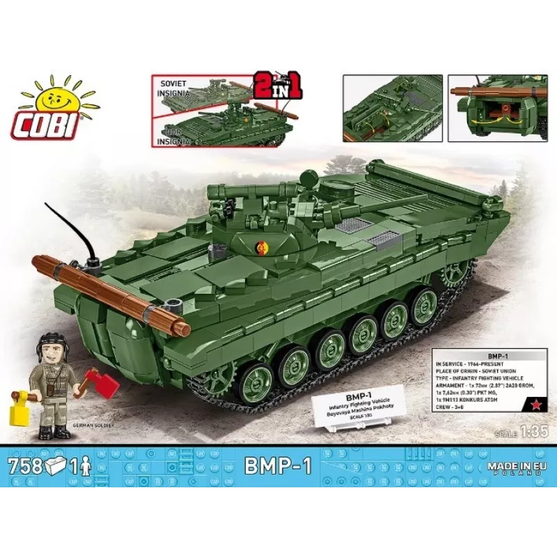 Zestaw konstrukcyjny Cobi Blocks BMP-1 758 elementów - klocki do budowy modelu w skali