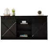 komoda 160x80x35 GRANERO czarny/czarny połysk
