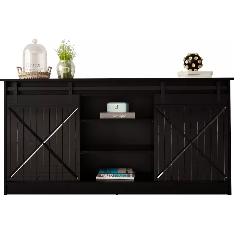 komoda 160x80x35 GRANERO czarny/czarny połysk