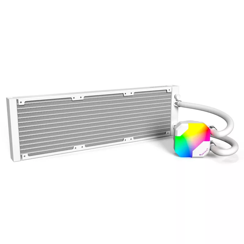 Chłodnica 360 mm Montech HyperFlow ARGB 360 biały — chłodnica cieczowa 360 mm do PC
