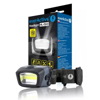 Lampa czołowa everActive HL-150, czołówka, 150 lm, 3 W, IPX4, 3×AAA, czarna