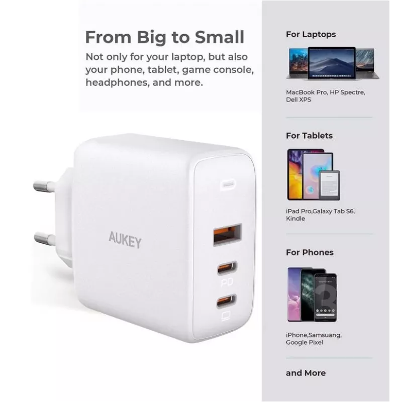 AUKEY PA-B6S biały Omni a Mix GaN ultraszybka ładowarka ścienna