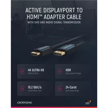 Kabel Adaptera Clicktronic Casual DisplayPort/HDMI™, 2 m - Kabel Ultra Highspeed - DisplayPort / HDMI™ - 4K@60Hz (44924)