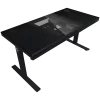 Biurko gamingowe z regulacją wysokości typu sit/stand z dwoma silnikami, wbudowaną obudową PC, ładowarką bezprzewodową, podświetleniem RGB, panelem sterowania i portami USB, blat z melaminy PB, czarny.