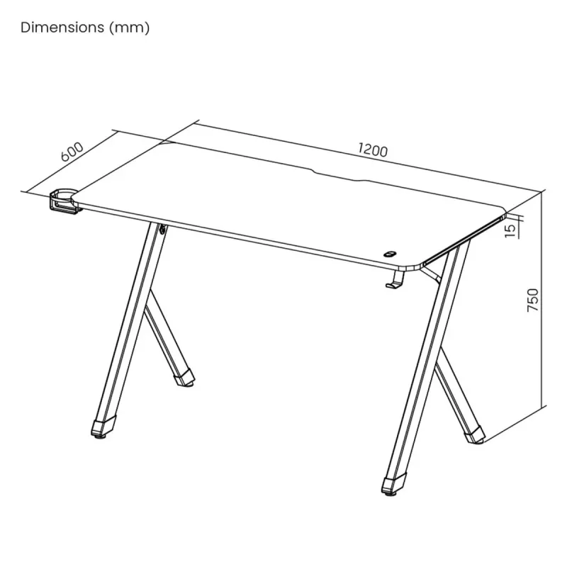 Biurko gamingowe NanoRS z podświetleniem LED 120x60cm RS10