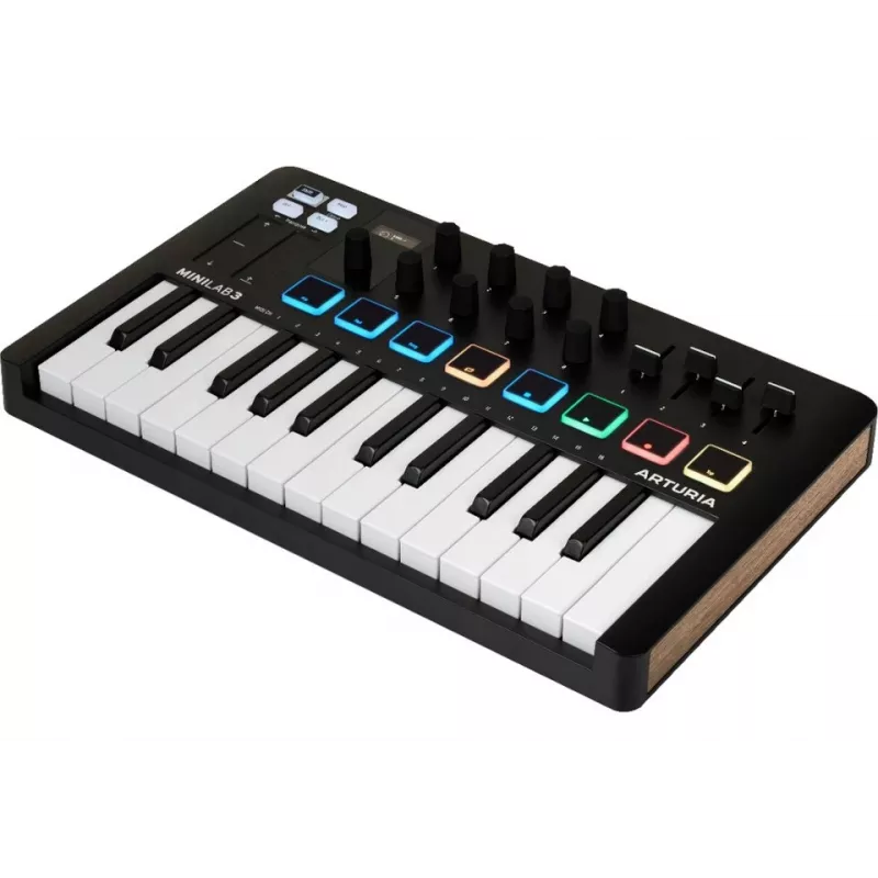 Kontroler MIDI ARTURIA MiniLab 3 — 25-klawiszowa kompaktowa klawiatura USB MIDI z wyjściem MIDI Out, wielokolorowymi podświetlanymi padami