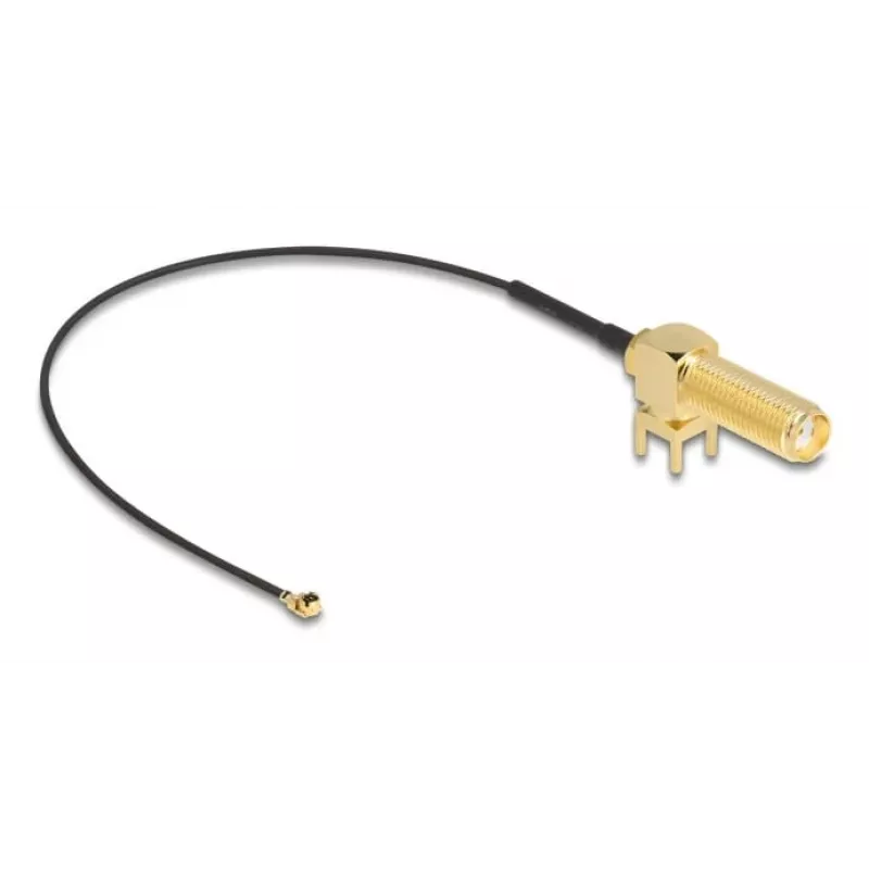 Kabel antenowy DeLOCK SMA 90° PCB jack bulkhead kabel koncentryczny 0,15 m I-PEX MHF1 Czarny Złoty