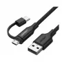 Kabel USB-A na Micro USB i USB-C UGREEN 1 m Czarny — kabel do ładowania i transmisji danych z dwoma złączami