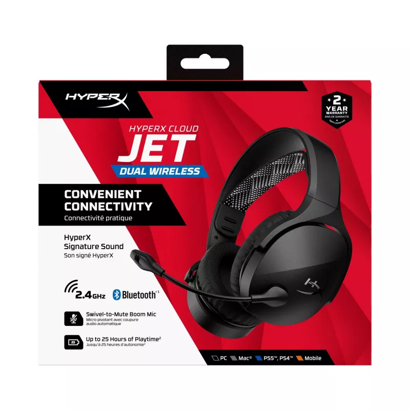 HyperX Cloud Jet - Bezprzewodowy zestaw słuchawkowy do gier (Czarny)