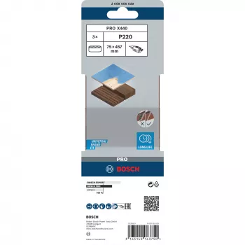 Taśma szlifierska Best for Wood do drewna 3 sztuki ziarnistość 220 75 mm x 457 mm